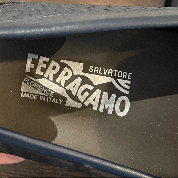 Salvatore Ferragamo Woven Leather Gancini Moccasin Driving Loafer Blue Italy 9D - Picture 10 of 11